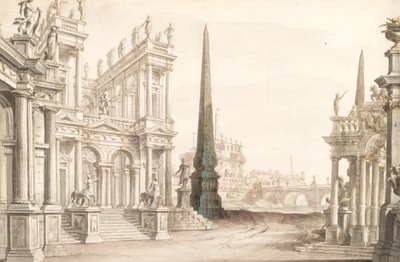 Set Design Showing Fantasy of Rome with the Castel Sant
